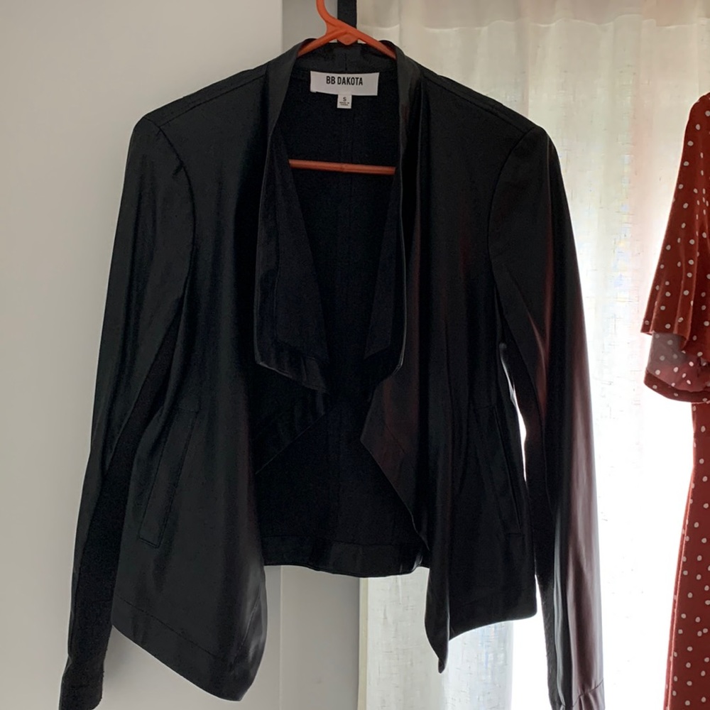 BB Dakota draped faux leather jacket